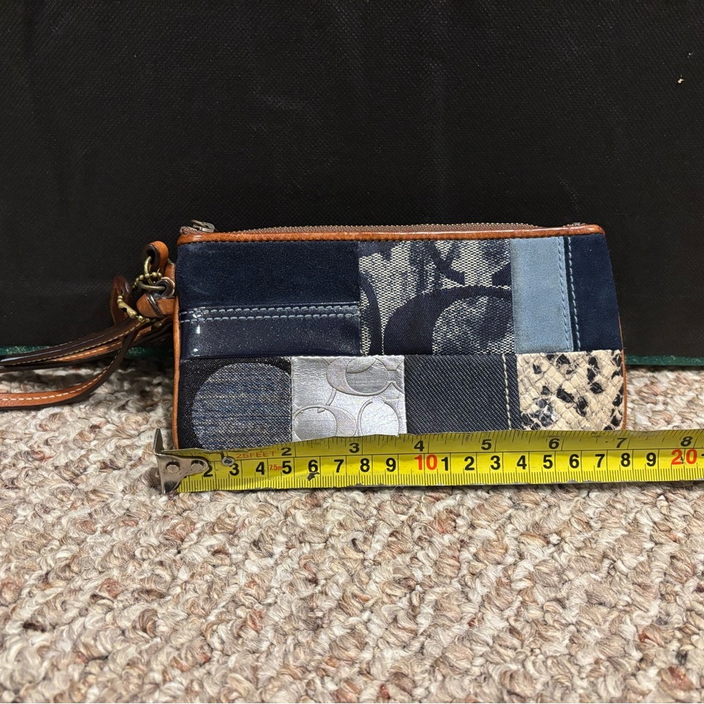 Coach Patchwork Clutch in Blue and Tan